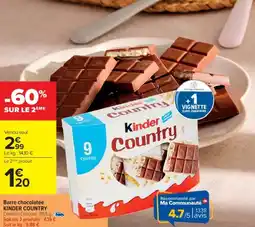 Cora x Carrefour KINDER COUNTRY Barre chocolatée offre