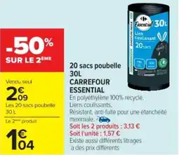 Cora x Carrefour 20 sacs poubelle carrefour essential offre