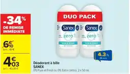 Cora x Carrefour SANEX Déodorant à bille offre