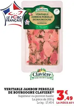 Maximarché Veritable jambon persille de bourgogne claviere offre