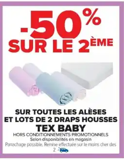Cora x Carrefour Sur toutes les alèses et lots de 2 draps housses tex baby offre