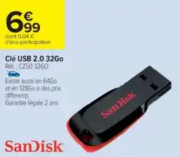 Cora x Carrefour SANDISK Clé USB 2.0 32Go offre