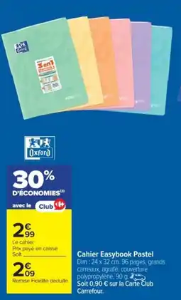 Cora x Carrefour Cahier Easybook Pastel offre