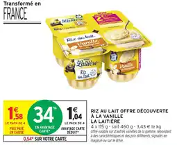 Intermarché Hyper LA LAITIÈRE Riz au lait offre découverte à la vanille offre