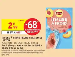 Intermarché Hyper LIPTON Infuse à froid pêche framboise offre
