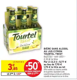 Intermarché Hyper TOURTEL TWIST Bière sans alcool au jus citron offre