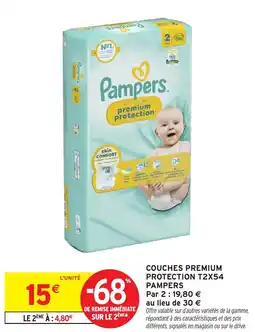 Intermarché Hyper PAMPERS Couches premium protection t2x54 offre