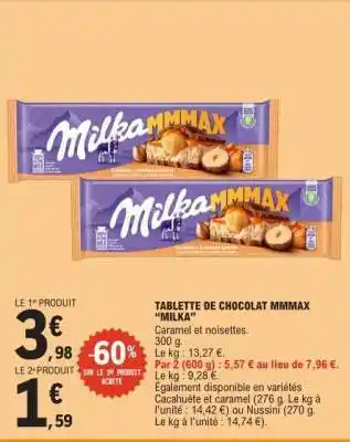 E.Leclerc TABLETTE DE CHOCOLAT MMMAX “MILKA” offre