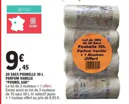 E.Leclerc 20 SACS POUBELLE 30 L PARFUM VANILLE POUBEL SAK offre