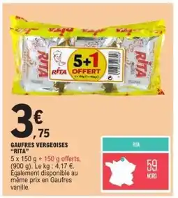 E.Leclerc GAUFRES VERGEOISES 'RITA' offre
