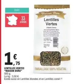 E.Leclerc LENTILLES VERTES MAISON DURU offre