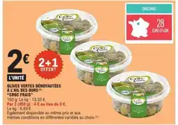 E.Leclerc Olives vertes dénoyautées à l'ail des ours 'Croc'Frais' offre