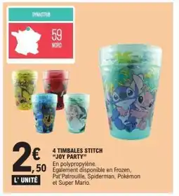 E.Leclerc 4 TIMBALES STITCH “JOY PARTY” offre