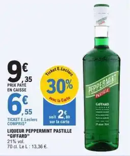 E.Leclerc LIQUEUR PEPPERMINT PASTILLE “GIFFARD” offre