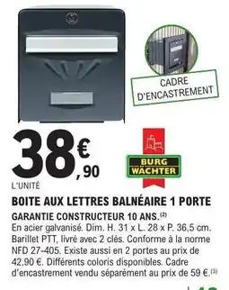 E.Leclerc BOITE AUX LETTRES BALNÉAIRE 1 PORTE offre