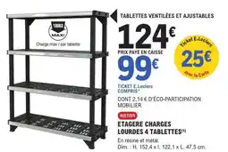 E.Leclerc ETAGERE CHARGES LOURDES 4 TABLETTES offre