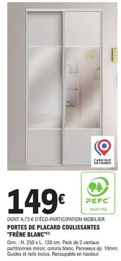 E.Leclerc PORTES DE PLACARD COULISSANTES FRÊNE BLANC offre