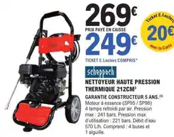 E.Leclerc Nettoyeur haute pression thermique 212CM³ offre