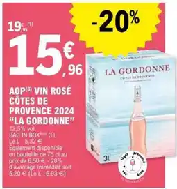 E.Leclerc AOP VIN ROSÉ CÔTES DE PROVENCE 2024 'LA GORDONNE' offre