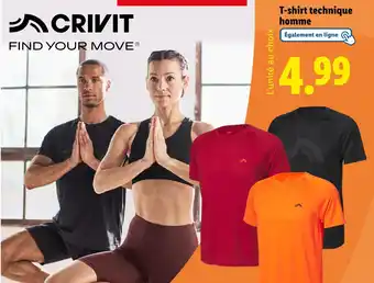 Lidl CRIVIT T-shirt technique homme offre