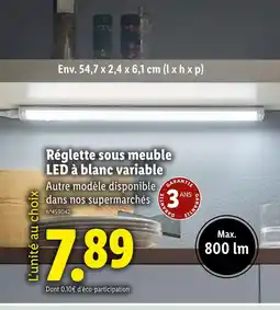 Lidl Réglette sous meuble LED à blanc variable offre