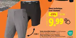 Lidl Short technique 2 en 1 homme offre