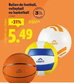 Lidl Ballon de football, volleyball ou basketball offre