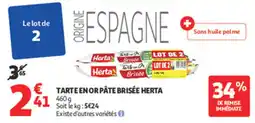 Auchan Tarte en or pâte brisée herta offre