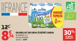 Auchan Grandlait bio demi-écrémé candia offre