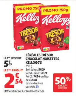 Auchan Céréales trésor chocolat noisettes kellogg's offre