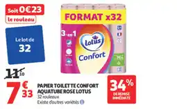 Auchan Papier toilette confort aquatube rose lotus offre