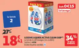 Auchan Lessive liquide active clean skip offre