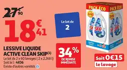 Auchan Lessive liquide active clean skip offre