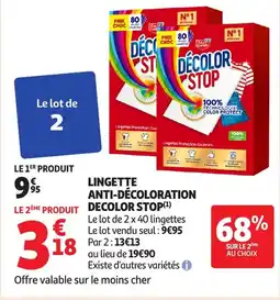 Auchan Lingette anti-décoloration decolor stop offre