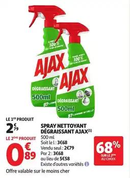 Auchan Spray nettoyant dégraissant ajax offre