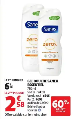Auchan Gel douche sanex essentiel offre