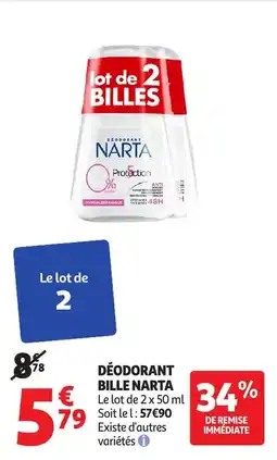 Auchan Déodorant bille narta offre