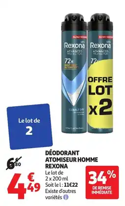 Auchan Déodorant atomiseur homme rexona offre