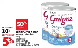 Auchan Lait infantile guigoz optipro 3ème âge offre