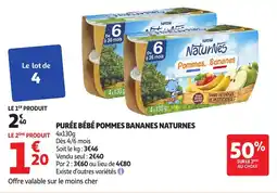 Auchan Purée bébé pommes bananes naturnes offre