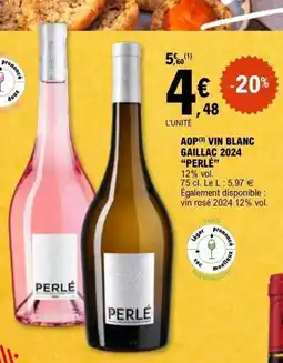 E.Leclerc PERLÉ Aop vin blanc gaillac 2024 offre