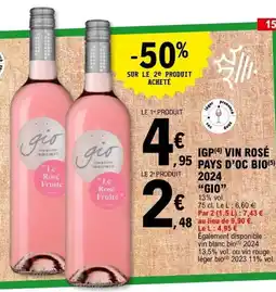 E.Leclerc GIO Igp vin rosé pays d'oc bio 2024 offre