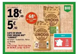 E.Leclerc LOBODIS Cafe en grain pure origine bio offre