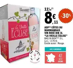 E.Leclerc LA VIEILLE ÉGLISE Aop côtes du marmandais vin rosé bib offre