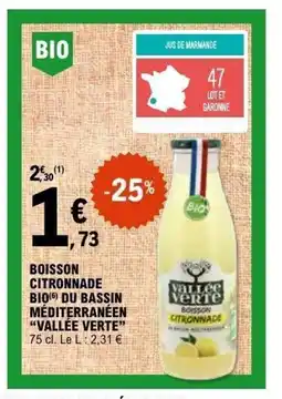 E.Leclerc VALLÉE VERTE Boisson citronnade bio du bassin méditerranéen offre