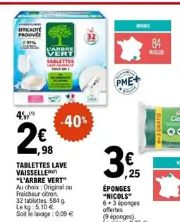 E.Leclerc L'ARBRE VERT Tablettes lave vaisselle offre
