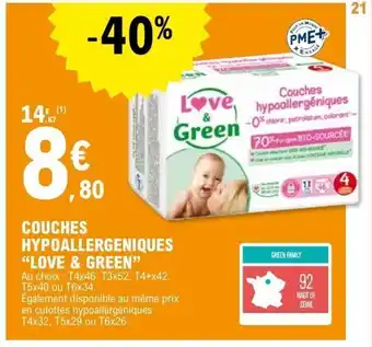 E.Leclerc LOVE & GREEN Couches hypoallergeniques offre