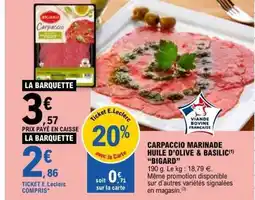 E.Leclerc BIGARD Carpaccio marinade huile d'olive & basilic offre