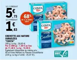 E.Leclerc COSTA Crevette asc nature surgelées offre