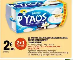 E.Leclerc YAOS NESTLE Le yaourt à la grecque saveur vanille offre découverte offre